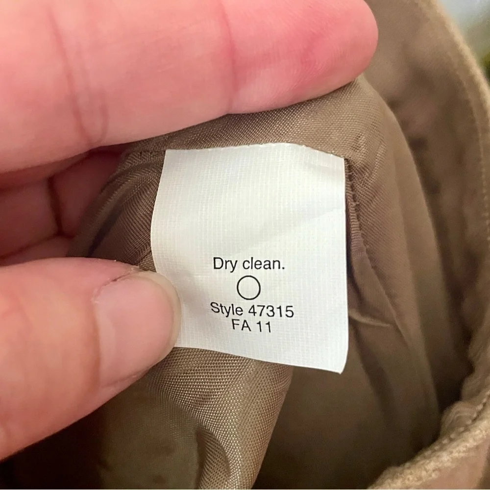 J. Crew 100% wool button front pleated knee length lined a-line skirt SZ 0 tan